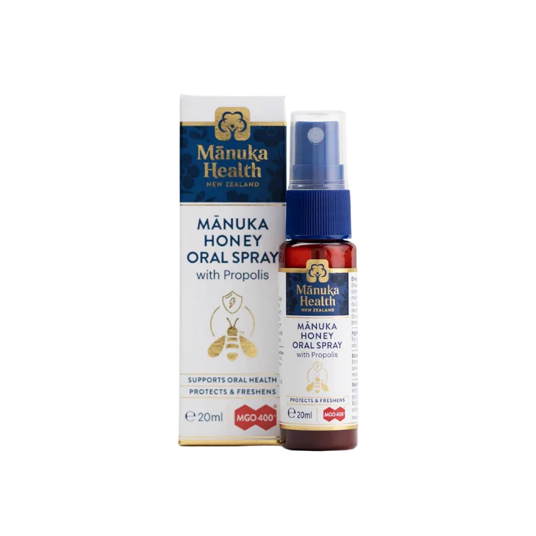 Manuka med MGO 400+ i propolis sprej pomažu u održavanju oralnog zdravlja i higijene. Štiti i osvježava dah s visokokvalitetnim MGO ™ 400+ Manuka medom, BIO30 ™ novozelandskim propolisom i jakim biljnim ekstraktima.